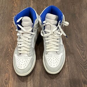 Nike White and Blue High-Top Sneakers
